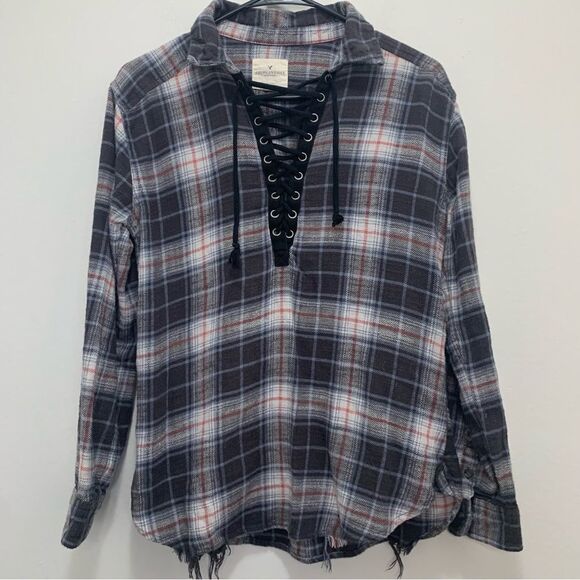 American Eagle Distressed Flannel Size XS - Picture 2 of 8